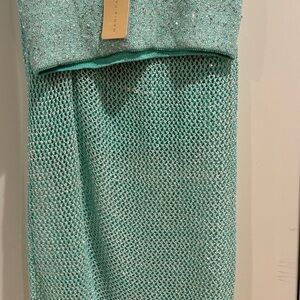 NWT Maria Pavan 2 piece sparkly Green / Aqua Dress